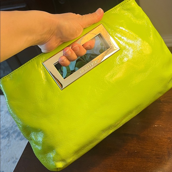 Michael Kors Chartreuse Clutch with Gold Accents - Picture 5 of 17